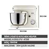 Kitchen Helper PV-4700 1500W-5.2 Litre -10 Kademe Hız Ayarı  Stand Mikser Hamur Yoğurma Makinesi