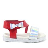 Artico Elenis Hakiki Deri Kırmızı Gümüş Kız Bebek Sandalet