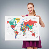 Harita Sepeti Dünya Haritası Dekoratif Kanvas Tablo Son Derece Detaylı ve Eğitici 1591