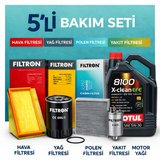 Filtron Peugeot 308 1.6 BlueHDi Dizel Motul X-Clean 5W-30 Motor Yağı Filtre Seti (2014-2018) 5 Li