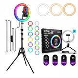 10 İnç Rgb Renkli Işığınızı Şekillendirin: 26 cm Halka Şeklinde 45 Renk Seçeneği Olan Tripodlu Işık