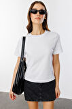 Kadın T-shirt Kısa Kollu Organik Pamuklu Bisiklet Yaka Crop T-shirt KADIN-T-SHIRT