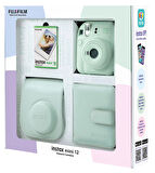 Fujifilm Instax Mini 12 10 Filmli Kare Albüm ve Deri Kılıflı Yeşil Fotoğraf Makinesi Bundle Box
