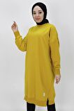 Puane Iki Iplik Kumaş Uzun Boy Basic Tunik Sweatshirt