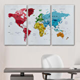 Harita Sepeti Dünya Haritası Dekoratif Kanvas Tablo Son Derece Detaylı ve Eğitici 1597
