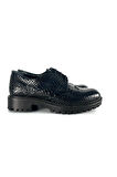 HAKİKİ DERİ KADIN LOAFER SİYAH CROCO