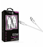 60w Usb-c Type-c Silikon Şarj Kablosu Hızlı Şarj, Dayanıklı Ve Esnek Tasarım, Tüm Usb-c Cihazlarla Uyumlu ( Lisinya )
