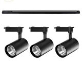 3 Adet 30W-33W Siyah Kasa Beyaz ışık Ray Spot 1 Metre Ray