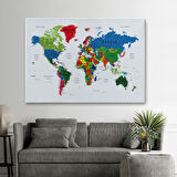 Harita Sepeti Dünya Haritası Dekoratif Kanvas Tablo Son Derece Detaylı ve Eğitici 1599