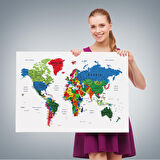 Harita Sepeti Dünya Haritası Dekoratif Kanvas Tablo Son Derece Detaylı ve Eğitici 1599