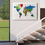 Harita Sepeti Dünya Haritası Dekoratif Kanvas Tablo Son Derece Detaylı ve Eğitici 1599