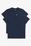 2'li Slim Fit Dar Kesim V Yaka %100 Pamuk Tişört