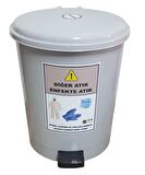 Eldiven Maske Atık Kovası 15 lt Gri Pedallı İç Kovalı 