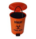 Tıbbi Atık Kovası 15 lt Turuncu Pedallı İç Kovalı 