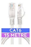 15 Metrelik Cat6 Lan Fabrikasyon Internet Data Kablosu(Ethernet Modem RJ45 Uçlu Jacklı Network Adsl)