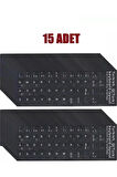 15 Adet Türkçe Q Klavye Sticker Notebook Pc Uyumlu Klavye Etiketi Silinmez Yapışkanlı Türkçe Harfler