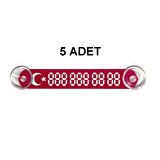 Araç Park Telefon Numaratörü -5 ADET- Tel No Gösterici Numaratik Kırmızı-Beyaz YDNMR511