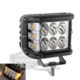 Off Road Led Lamba Delici Yayıcı Beyaz Turuncu Flaşlı Kare Sis Farı Projektör 45W 12 Led Metal Arazi Çalışma Lambası 1 Adet