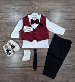 Erkek Bebek Kravat-papyonlu Mevlüt Takımı / Mevlütlük Takım / Bordo-siyah