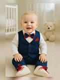 Erkek Bebek Kravat Papyonlu Mevlüt Takımı / Mevlütlük Takım / Lacivert Kırmızı