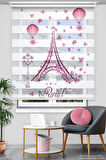 Eiffel Kelebek Baskılı Perde - Dijital Baskılı Zebra Stor Perde
