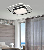 İkili Kare Led Plafonyer Avize Üç Renkli Siyah Renkli