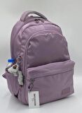 Eflatun Renk Suya Dayanıklı Saten Kumaş Büyük Boy Unisex Sırt Seyahat Okul Çantası / 1601