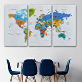 Harita Sepeti Dünya Haritası Dekoratif Kanvas Tablo Son Derece Detaylı ve Eğitici 1601