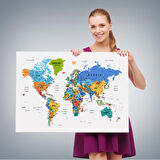 Harita Sepeti Dünya Haritası Dekoratif Kanvas Tablo Son Derece Detaylı ve Eğitici 1601