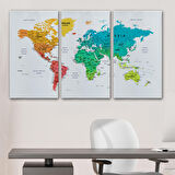 Harita Sepeti Dünya Haritası Dekoratif Kanvas Tablo Son Derece Detaylı ve Eğitici 1602