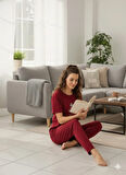 KADIN BORDO SWEET LİTTLE PRİNCES PİJAMA TAKIMI