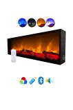 Dekoratif Elektrikli Yapay Şömine Farklı Renk Modları, Kumandalı, Bluetooth 160X40 Cm