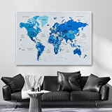 Harita Sepeti Türkçe Dünya Haritası Dekoratif Kanvas Tablo Son Derece Detaylı 1608