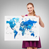 Harita Sepeti Türkçe Dünya Haritası Dekoratif Kanvas Tablo Son Derece Detaylı 1608