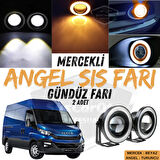 Iveco Daily Uyumlu Üniversal Mercekli Angel Sis Farı Metal Su Geçirmez 76 mm Turuncu Halkalı Gündüz Farı Angel Eyes 2 Adet