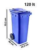 Omnipazar SY-6505 Tekerlekli Kapaklı Plastik Çöp Konteyneri 120 lt Mavi