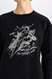 DeFacto Batman Boxy Fit Bisiklet Yaka Baskılı Kalın Sweatshirt C6531AX24AUBK81