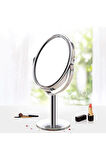 sonx Oval Masaüstü Ayaklı 360° Dönebilen çift taraflı büyüteçli krom ayna 18X10cm