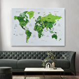 Harita Sepeti Türkçe Dünya Haritası Dekoratif Kanvas Tablo Son Derece Detaylı 1613