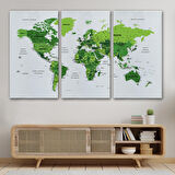 Harita Sepeti Türkçe Dünya Haritası Dekoratif Kanvas Tablo Son Derece Detaylı 1613