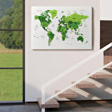 Harita Sepeti Türkçe Dünya Haritası Dekoratif Kanvas Tablo Son Derece Detaylı 1613