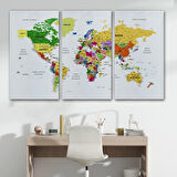 Harita Sepeti Türkçe Dünya Haritası Dekoratif Kanvas Tablo Son Derece Detaylı 1614