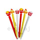 ŞEKİLLİ 0.7 VERSATİL KALEM 6'LI SET SET - MISIR PATATES PİZZA FİGÜRLÜ KALEM SET 