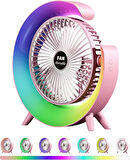 Şarjlı Bataryalı Vantilatör-Masaüstü Fan-3 Kademe ayarı-7 Farklı Rgb Işık modu-180c Ayarlanbilir