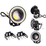 Fiat Doblo D1 2000-2005 Uyumlu Üniversal Mercekli Angel Sis Farı Metal Su Geçirmez 76 mm Turuncu Halkalı Gündüz Farı Angel Eyes 2 Adet