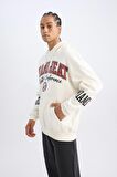 DeFactoFit NBA Miami Heat Oversize Geniş Kalıp Kapüşonlu Baskılı Kalın Sweatshirt D0672AX24AUER105