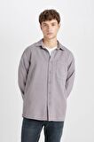 DeFacto Regular Fit Basic Düz Pamuklu Uzun Kollu Gömlek D7406AX24AUGR455