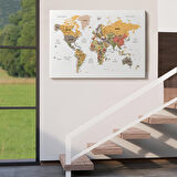 Harita Sepeti Türkçe Dünya Haritası Dekoratif Kanvas Tablo Son Derece Detaylı 1621