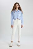 DeFacto Mary Vintage Straight Fit Yüksek Bel Bilek Boy Beyaz Jean Pantolon C1318AX24SMWT1