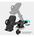 Araç Araba İçi 6.9 İnç Uyumlu Mandallı Cam Vantuzlu Telefon Tutacağı Torpido Uyumlu Telefon Standı